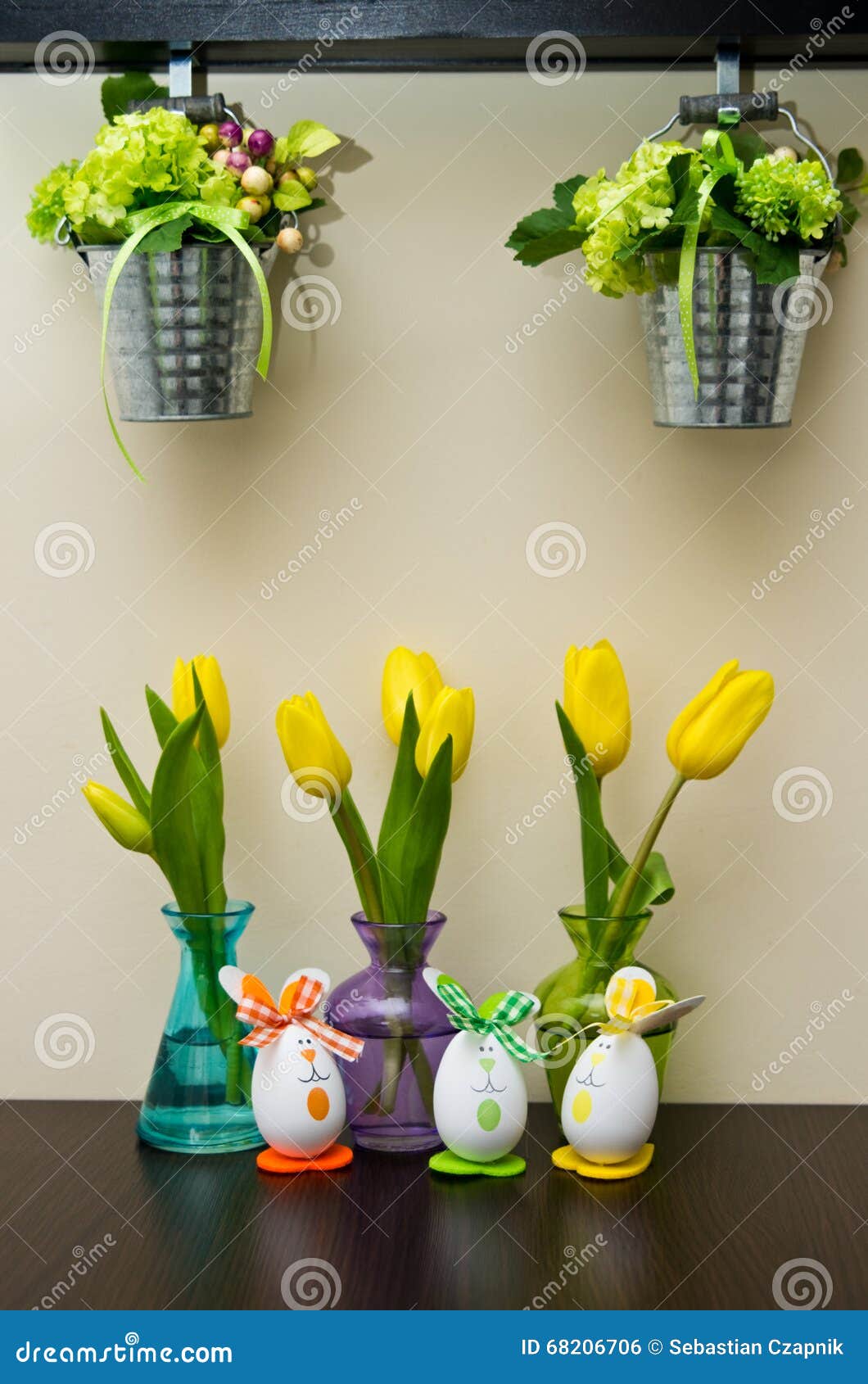 Kitchen Easter decorations stock photo. Image of blooms 68206706