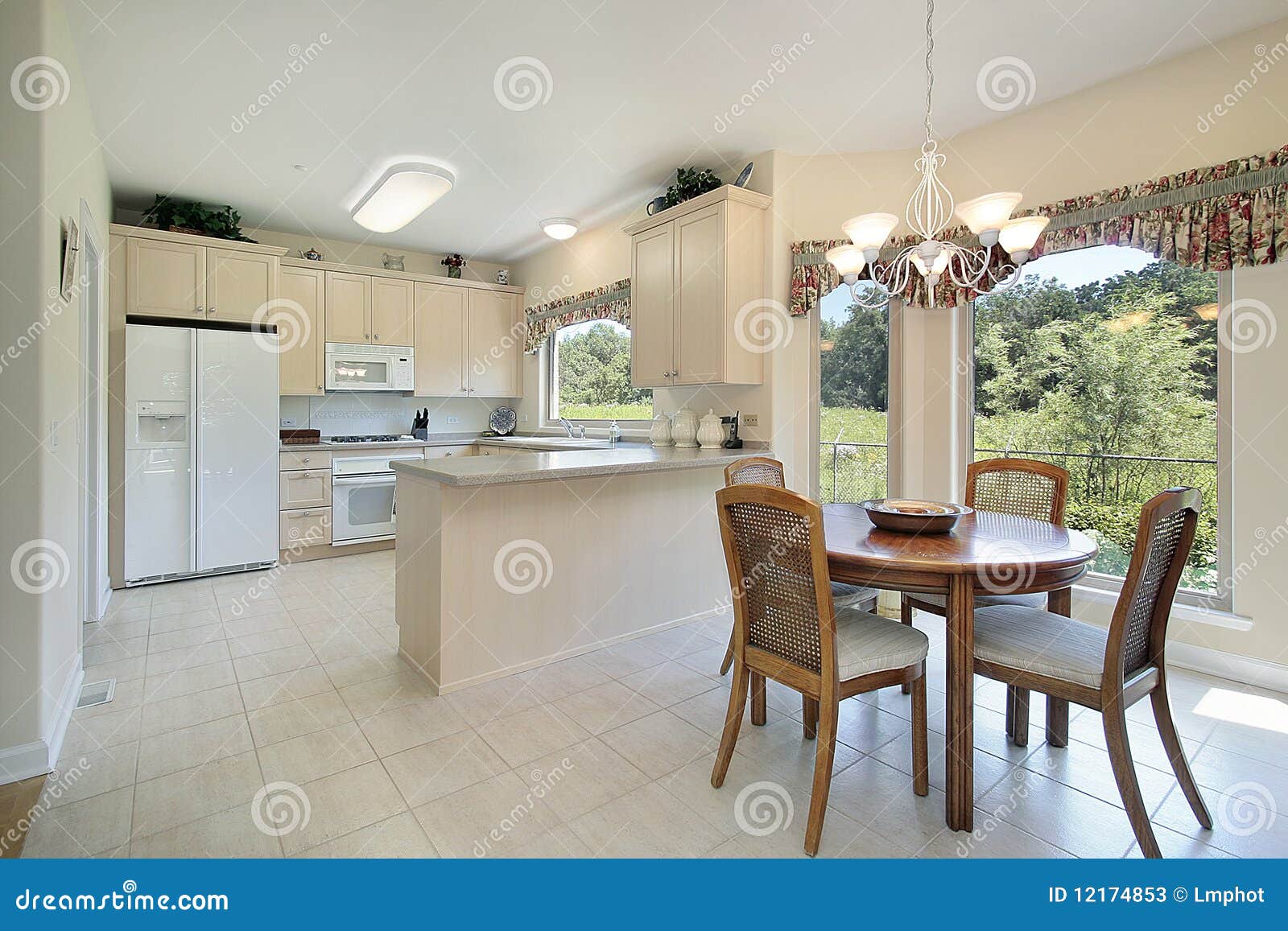Kitchen with eating area stock image. Image of meal, dining 12174853