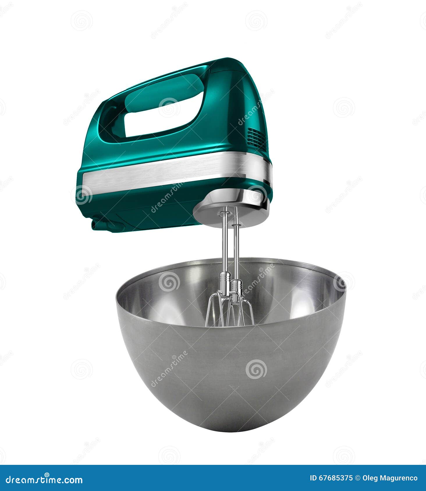 Working With A Handheld Electric Mixer In The Kitchen Stock Photo