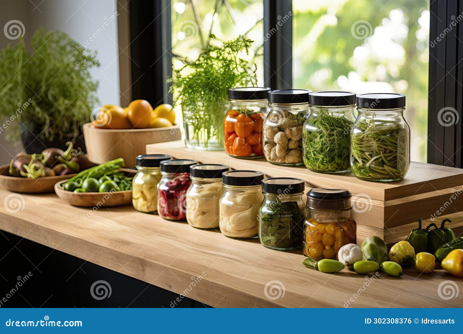 Kitchen. Glass Jars for Storing Ingredients Stock Photo Image of