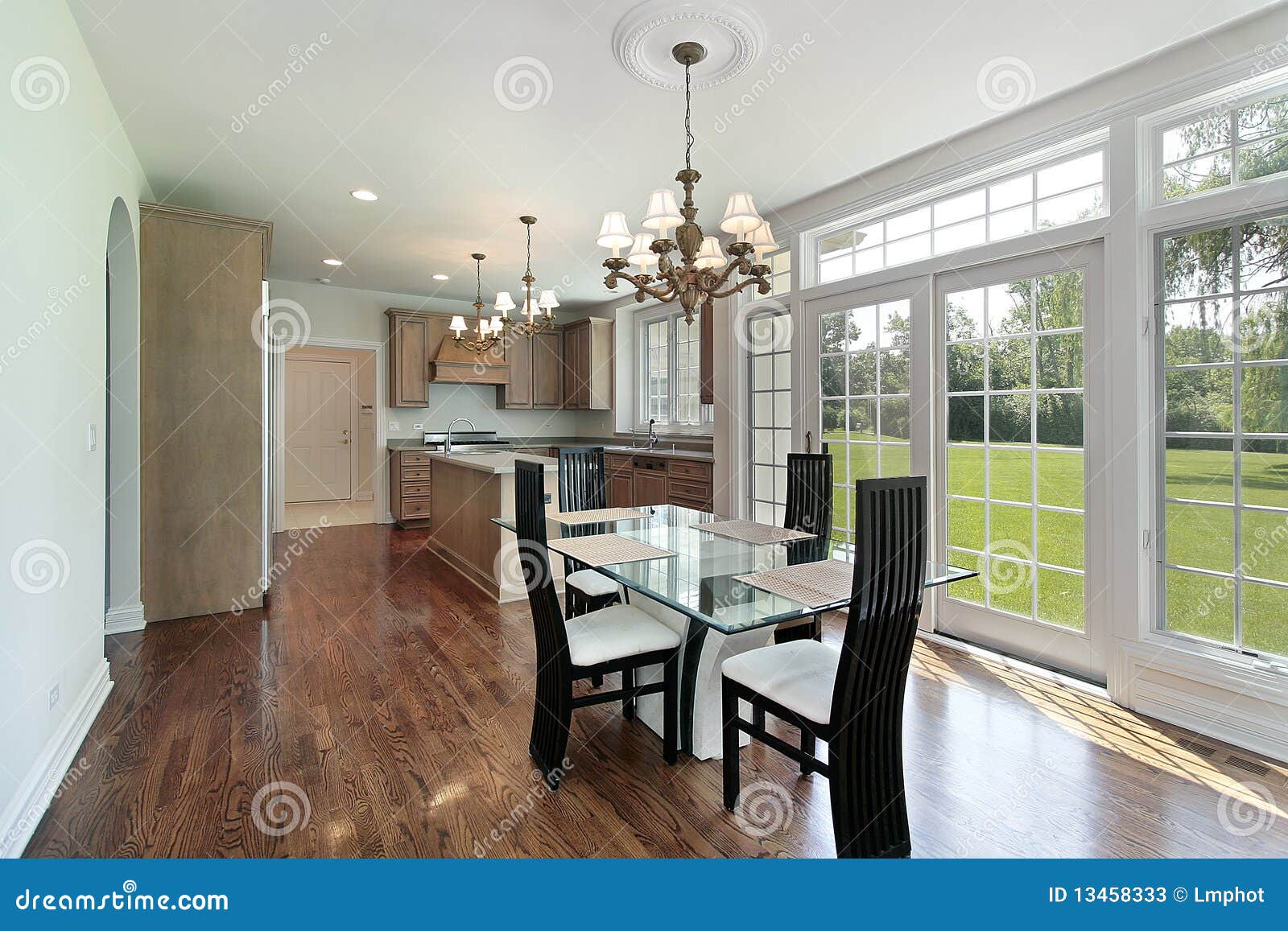 Kitchen with Glass Sliding Doors Stock Image Image of furniture