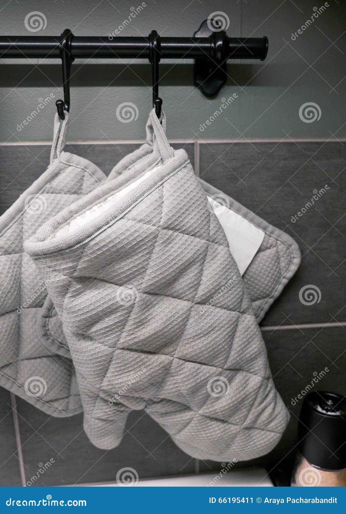 Kitchen Glove and Potholder Hung on Wall Stock Image Image of bake