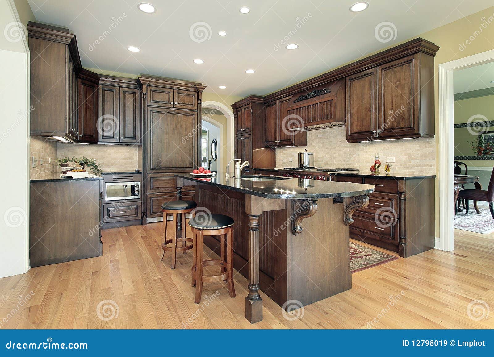 Kitchen with Granite Island Top Stock Image Image of dining, counter