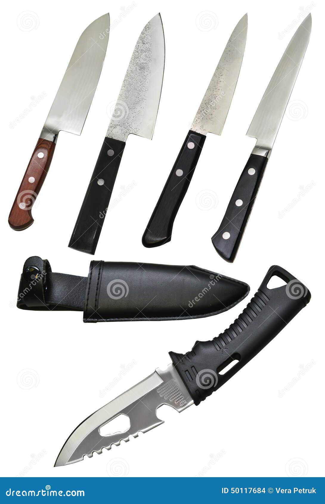 Kitchen and hunting knives stock photo. Image of iron 50117684