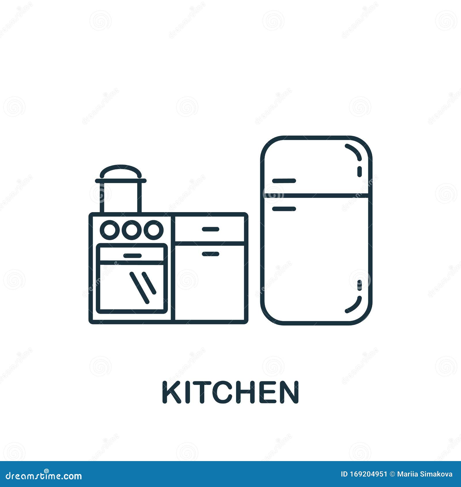 Kitchen Icon From Interior Collection Simple Line Element Kitchen Symbol For Templates Web Design And Infographics Stock Vector Illustration Of Silhouette Sign 169204951