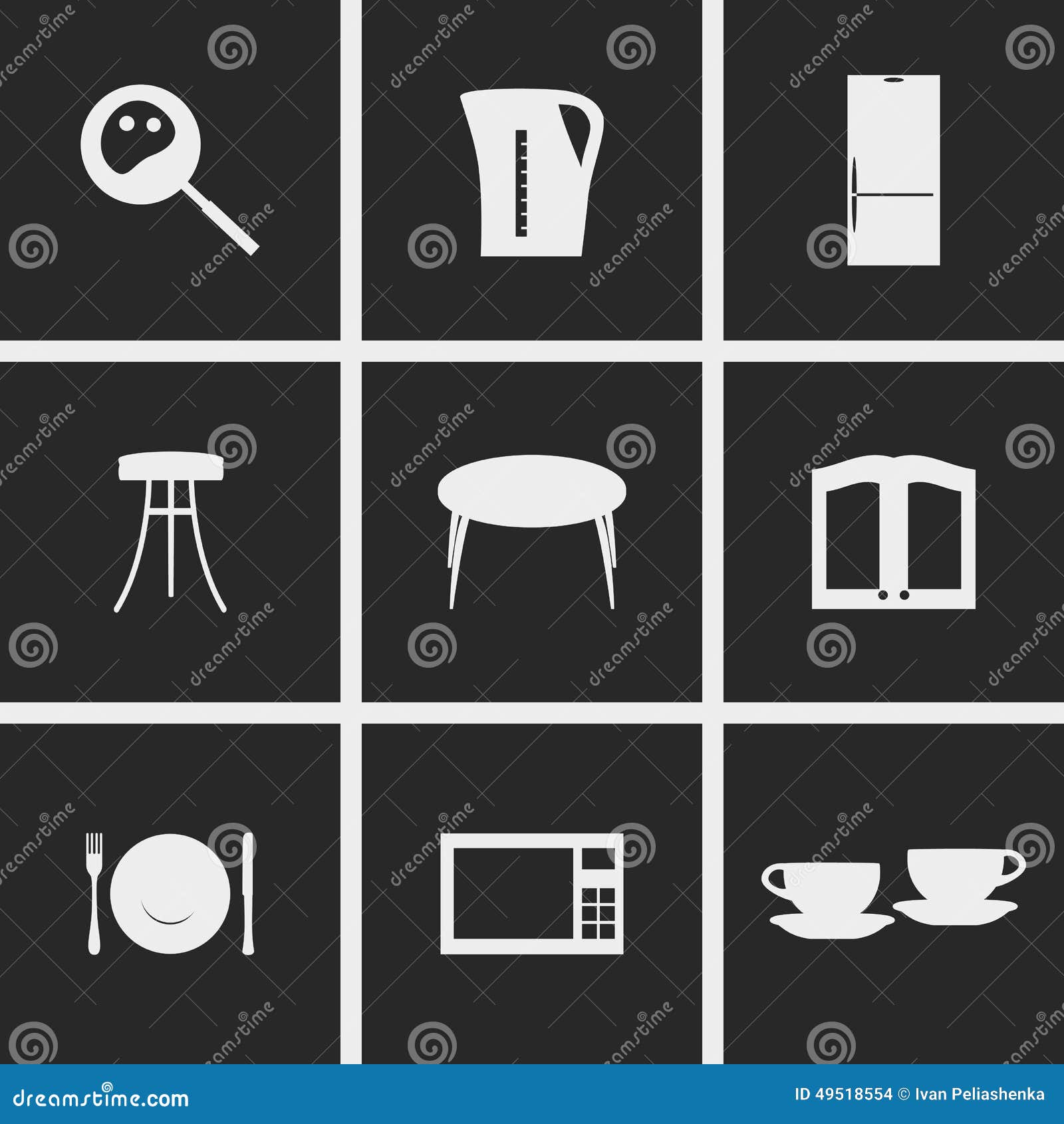 Kitchen icons stock illustration. Illustration of cupboard 49518554