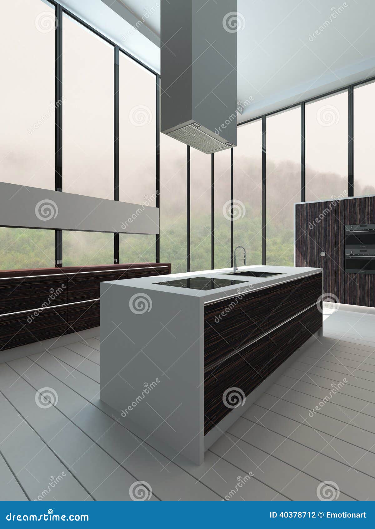 Kitchen Interior with Floor To Ceiling Windows Stock Photo Image of architecture, modern 40378712