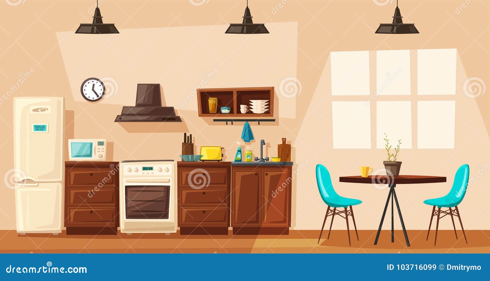 cartoon background kitchen