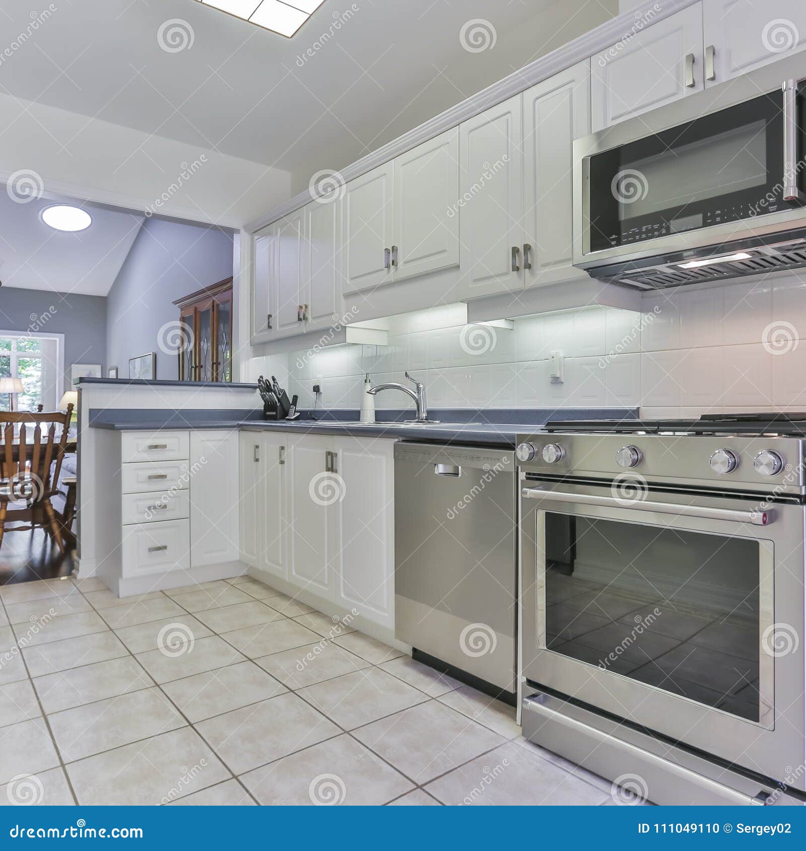 Kitchen Interior in New Luxury Home Stock Photo - Image of appliance ...