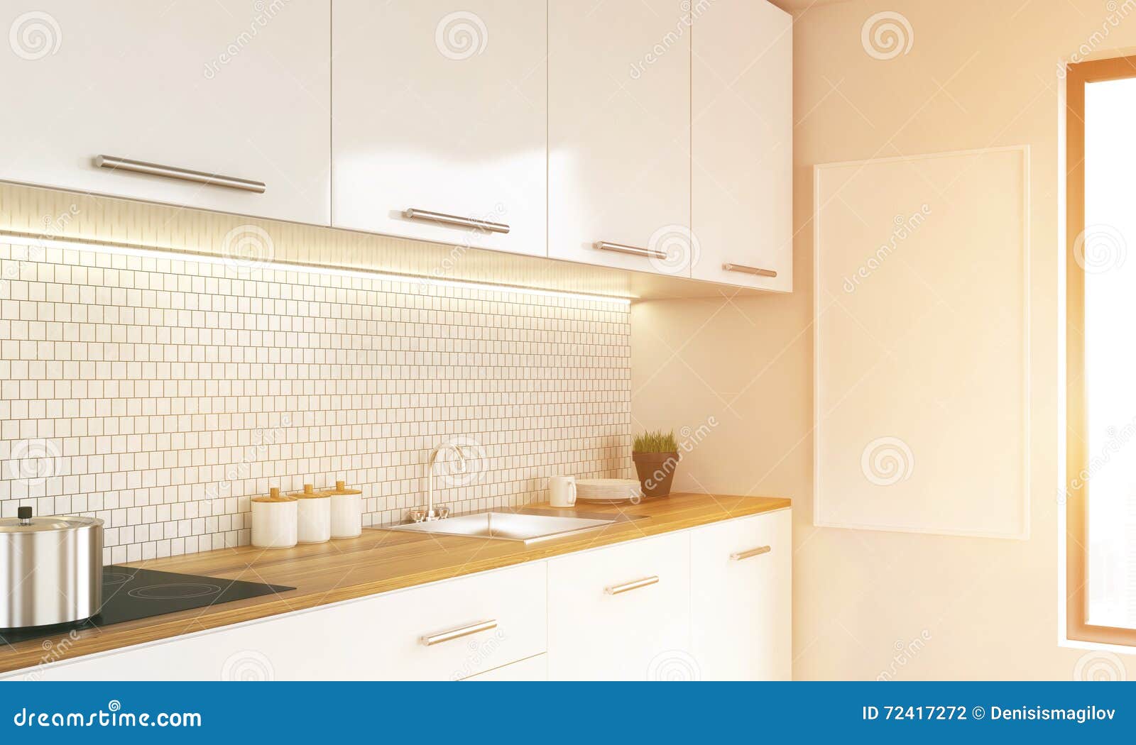 Kitchen Interior with Whiteboard Toning Stock Illustration Illustration of house, luxury 72417272