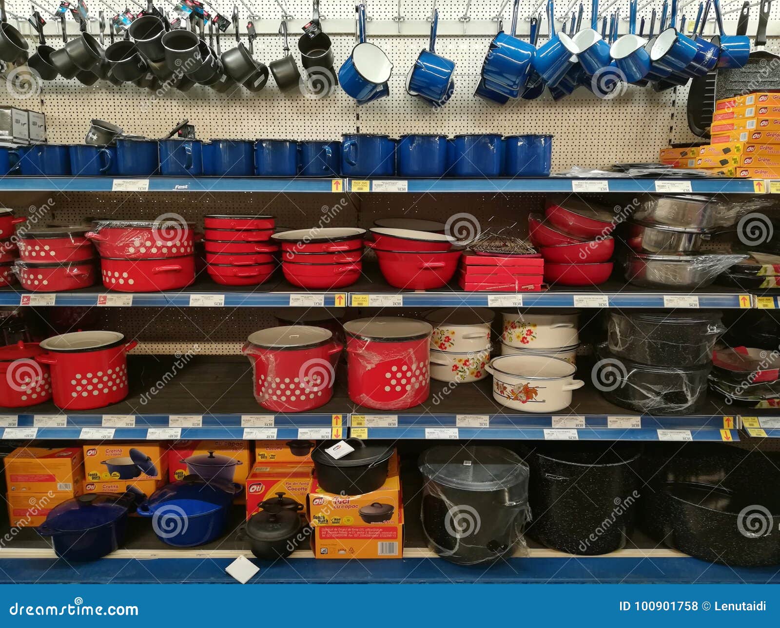 Kitchen Items in the Hypermarket Editorial Stock Photo Image of pots