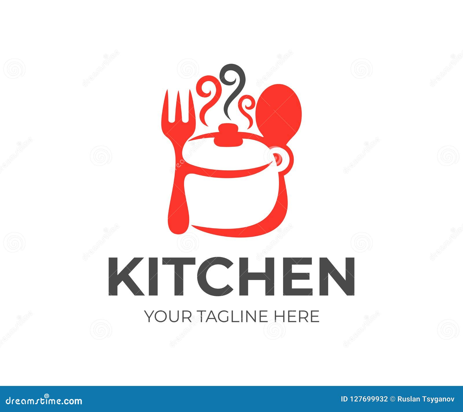 Kitchen Kitchenware Saucepan Fork And Spoon Logo Design Cooking Eat Food And Restaurant Vector Design Stock Vector Illustration Of Luncheon Cafe 127699932