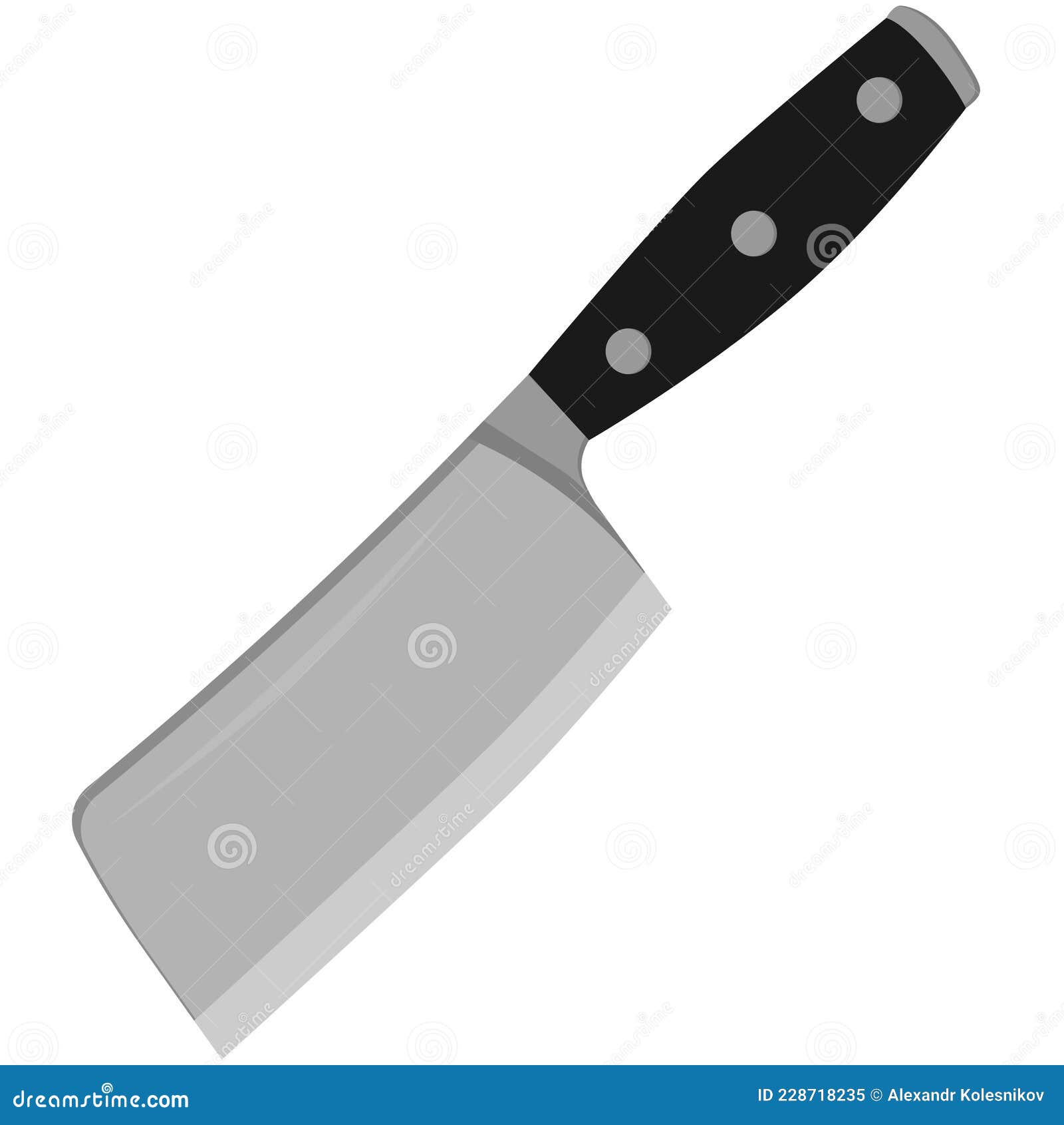 Kitchen Knife for Chopping Meat on a White Isolated Background. Vector