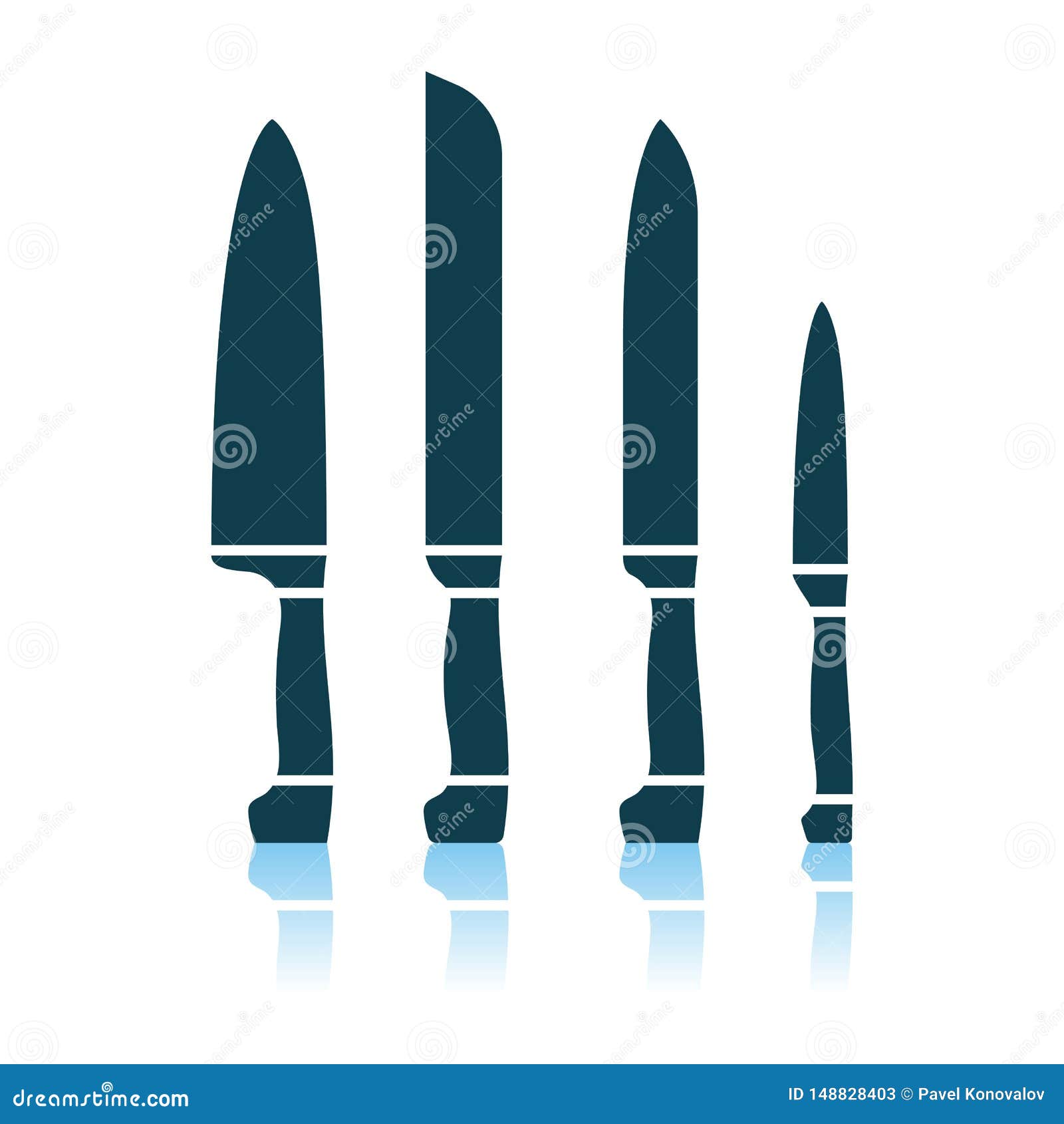 Kitchen Knife Set Icon stock vector. Illustration of cooking - 148828403