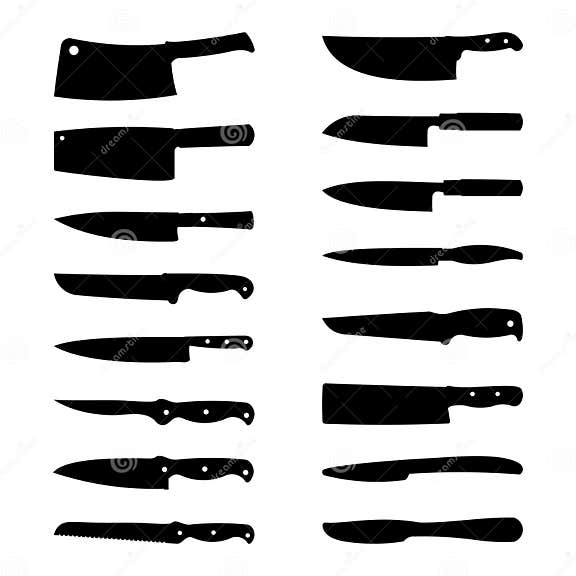 Kitchen Knifes Silhouette Icon Symbol Various Collection Set Stock ...