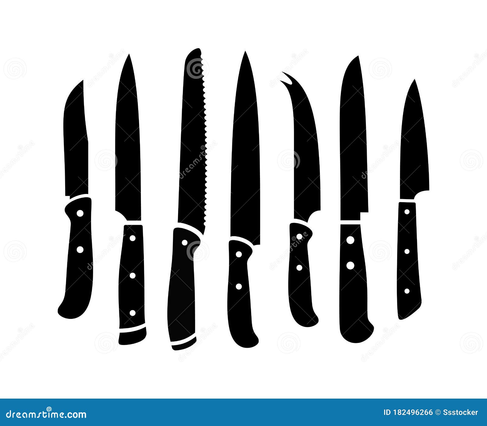 Kitchen Knives Black Silhouettes Stock Vector - Illustration of cooking