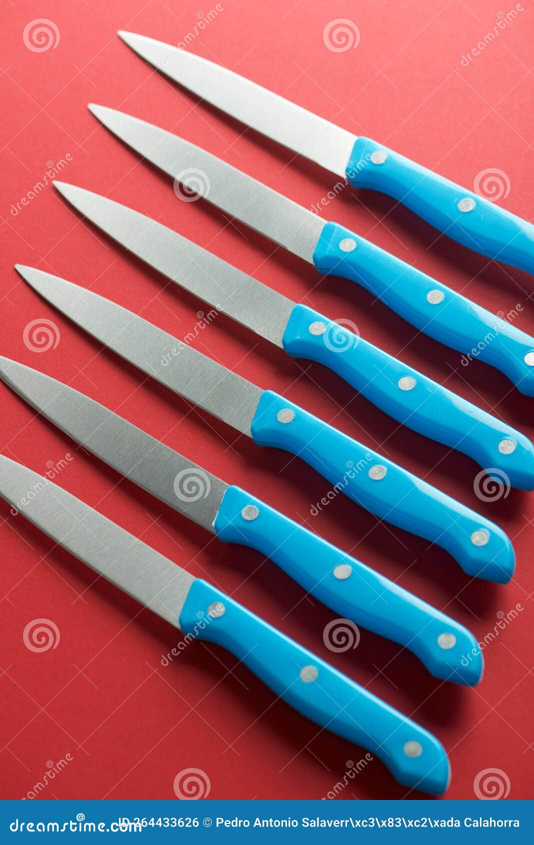 Kitchen Knives with Plastic Handles Stock Photo Image of hand, shot