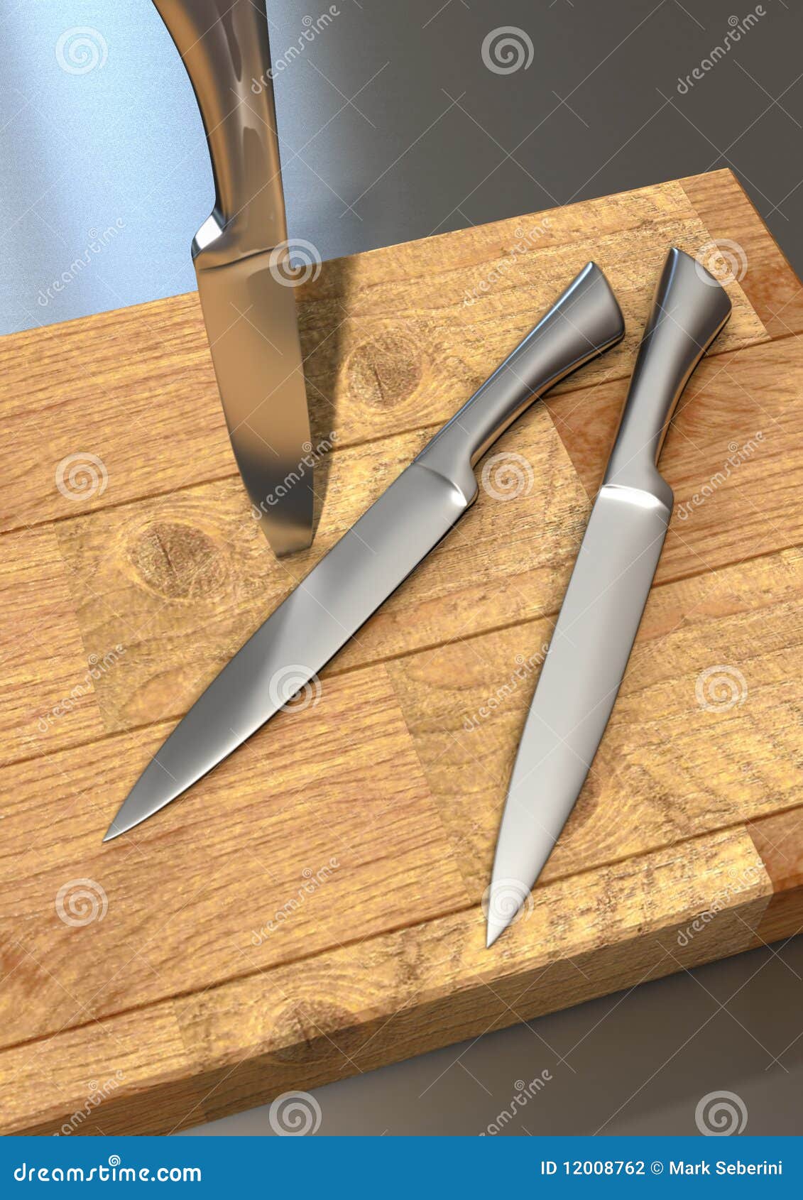 Kitchen Knives on a Cutting Board Stock Illustration Illustration of