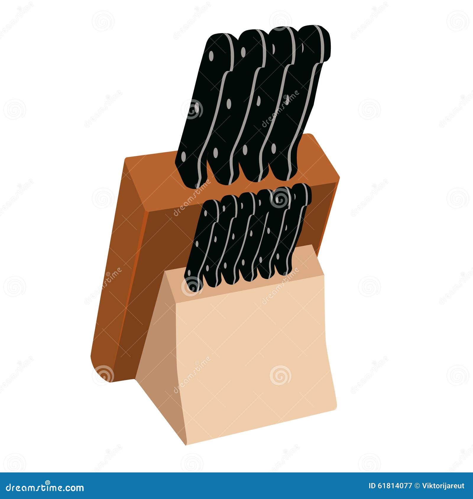 Kitchen knives in holder stock illustration. Illustration of black
