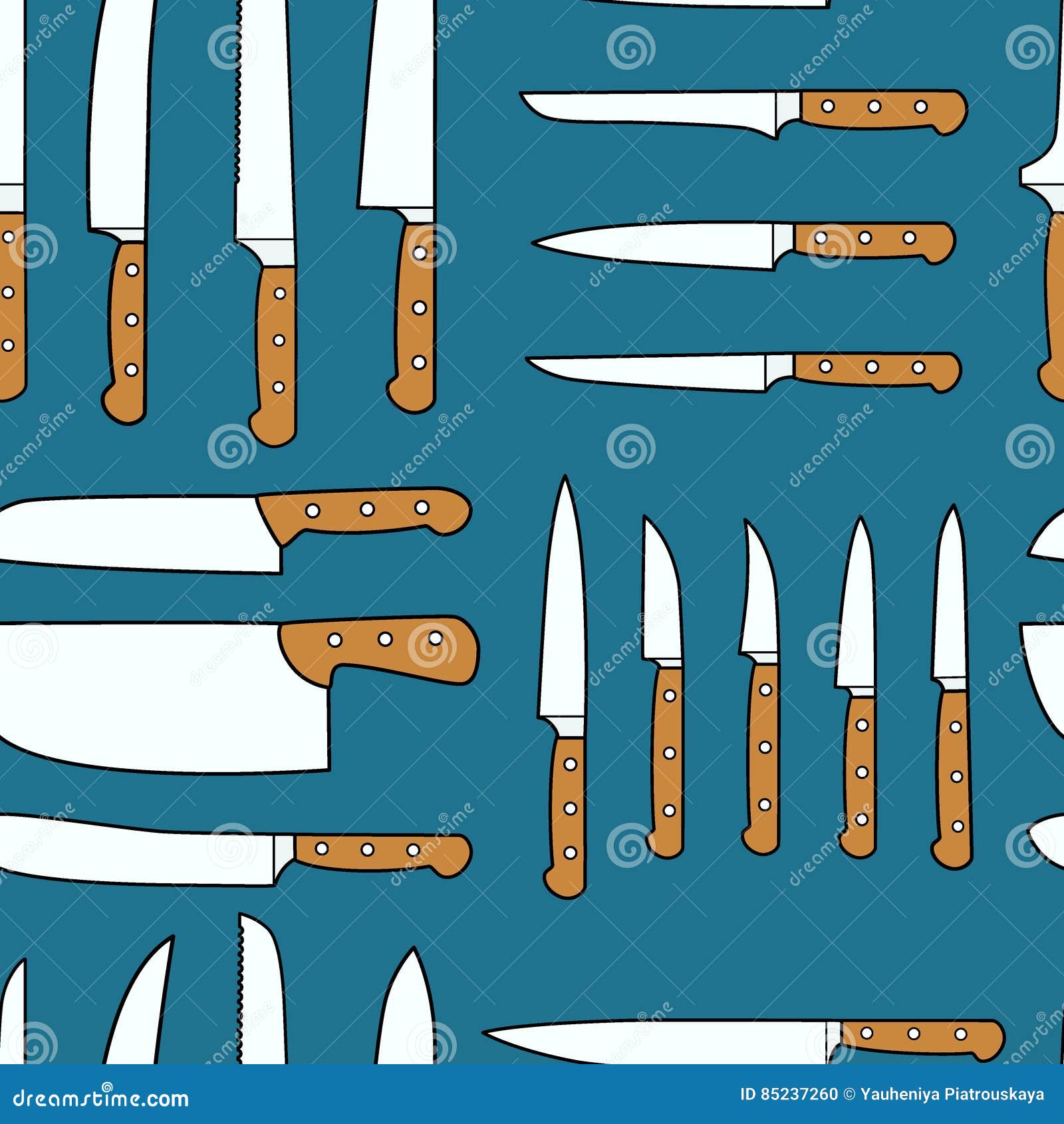 Kitchen knives pattern stock vector. Illustration of cleaver 85237260