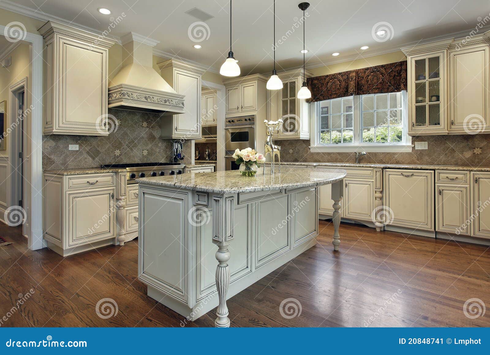 Kitchen with Large Granite Island Stock Image Image of kitchen