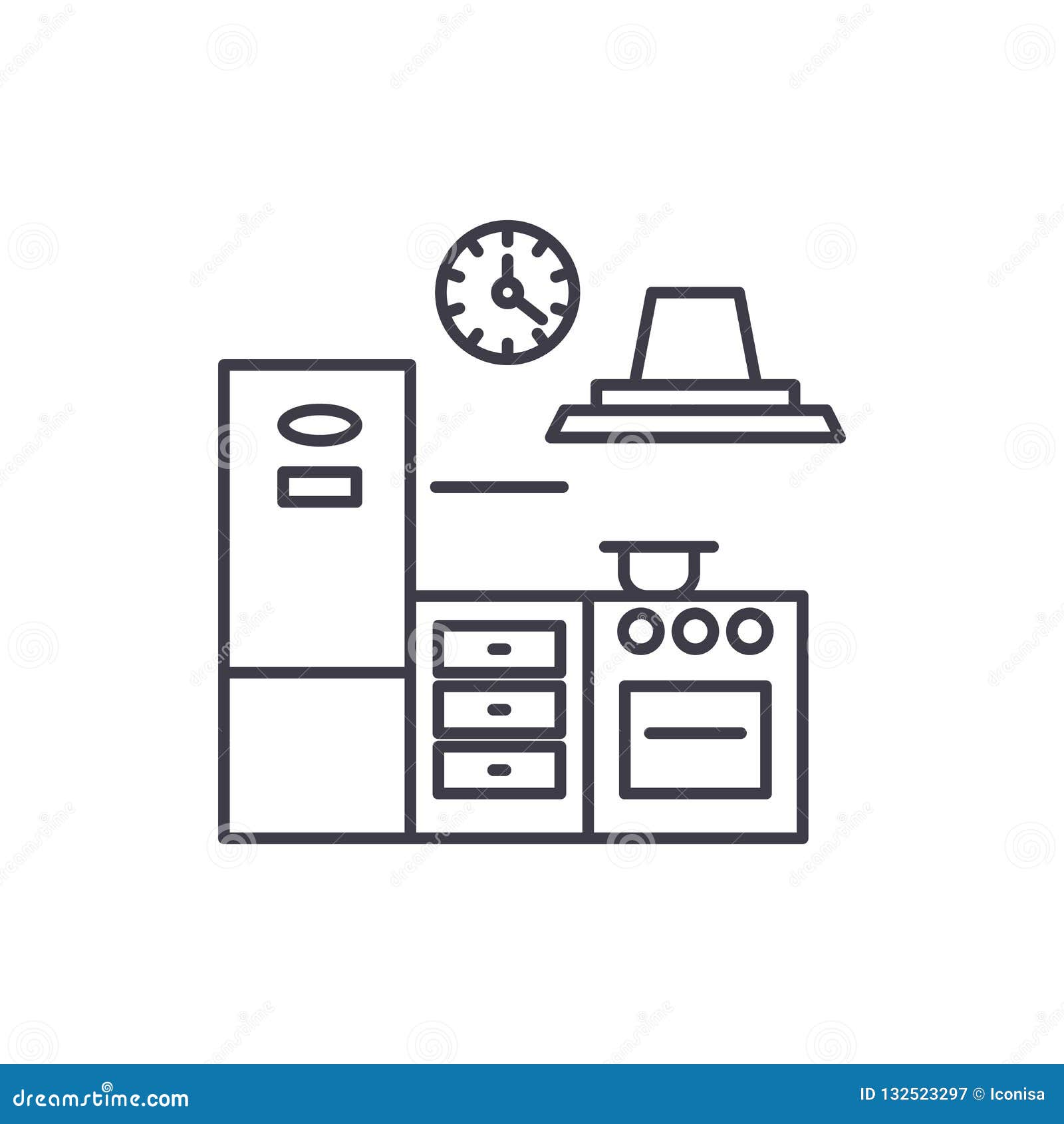 Kitchen Line Icon Concept. Kitchen Vector Linear Illustration, Symbol