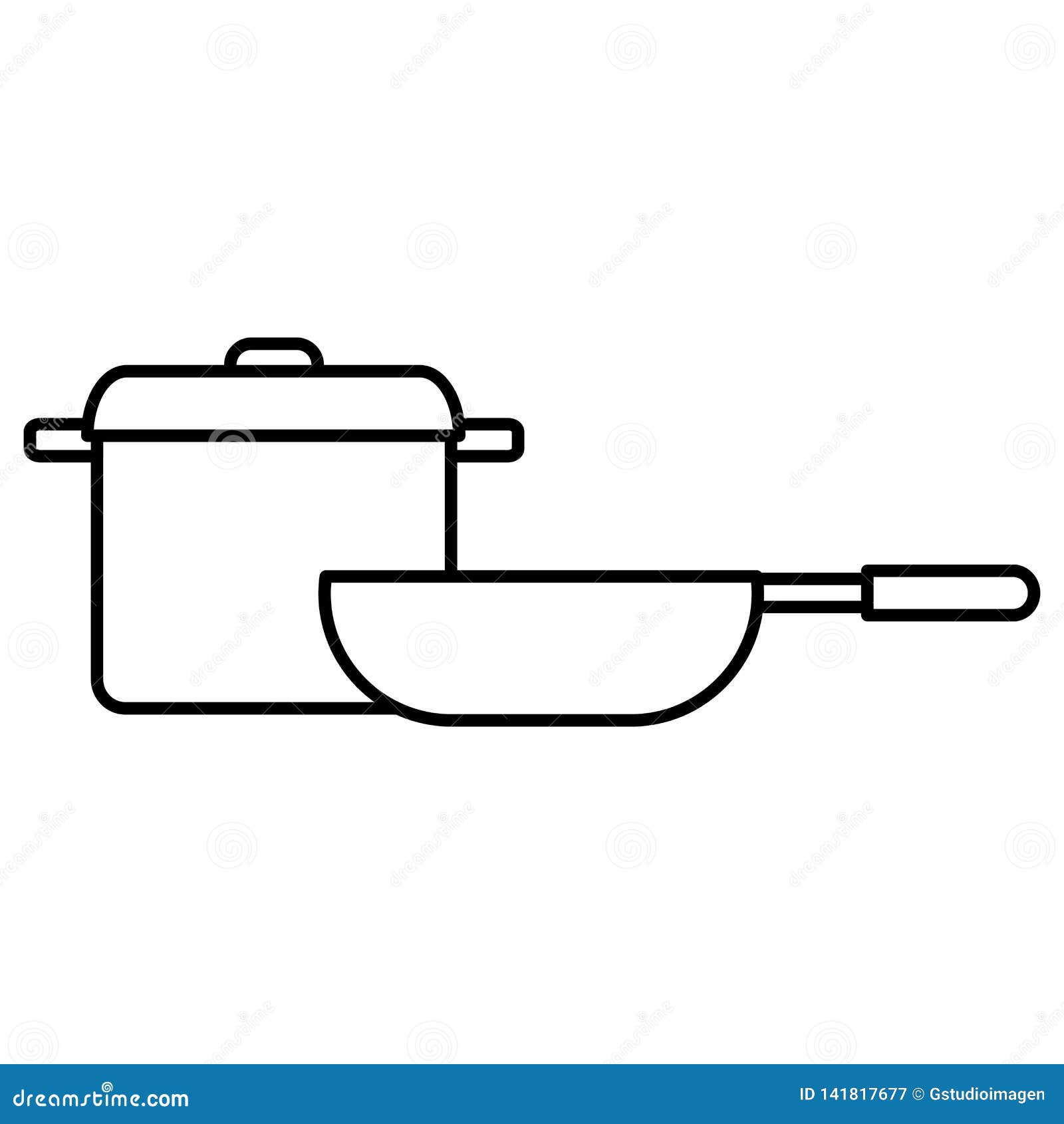 Kitchen Pot and Pan Utensils Stock Vector Illustration of household