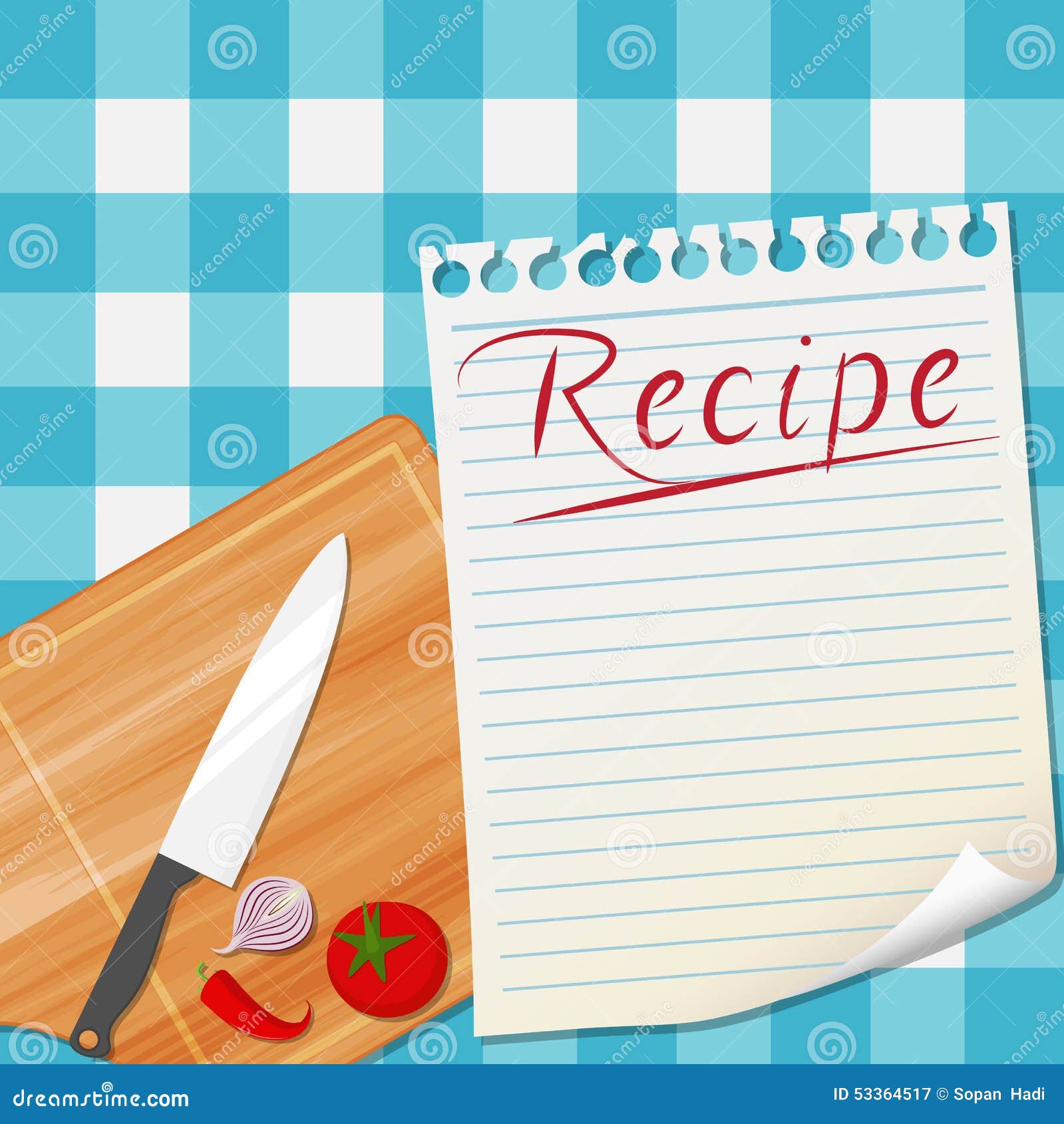 Kitchen Recipe Design Background Stock Vector 
