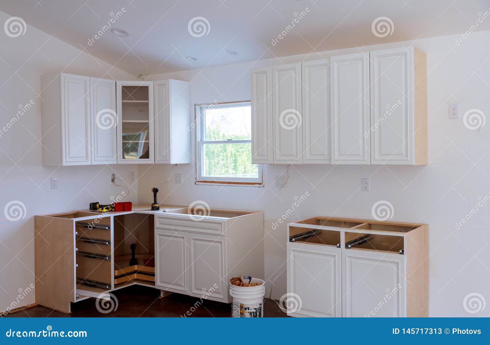 Kitchen Remodel Furniture Installation Cabinet Stock Image Image