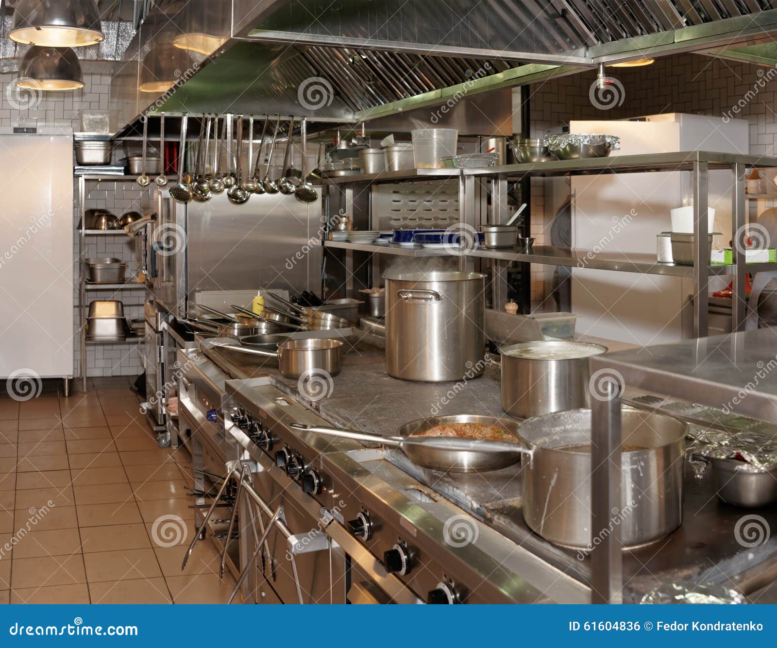 Kitchen of a restaurant stock photo. Image of crock, equipment 61604836
