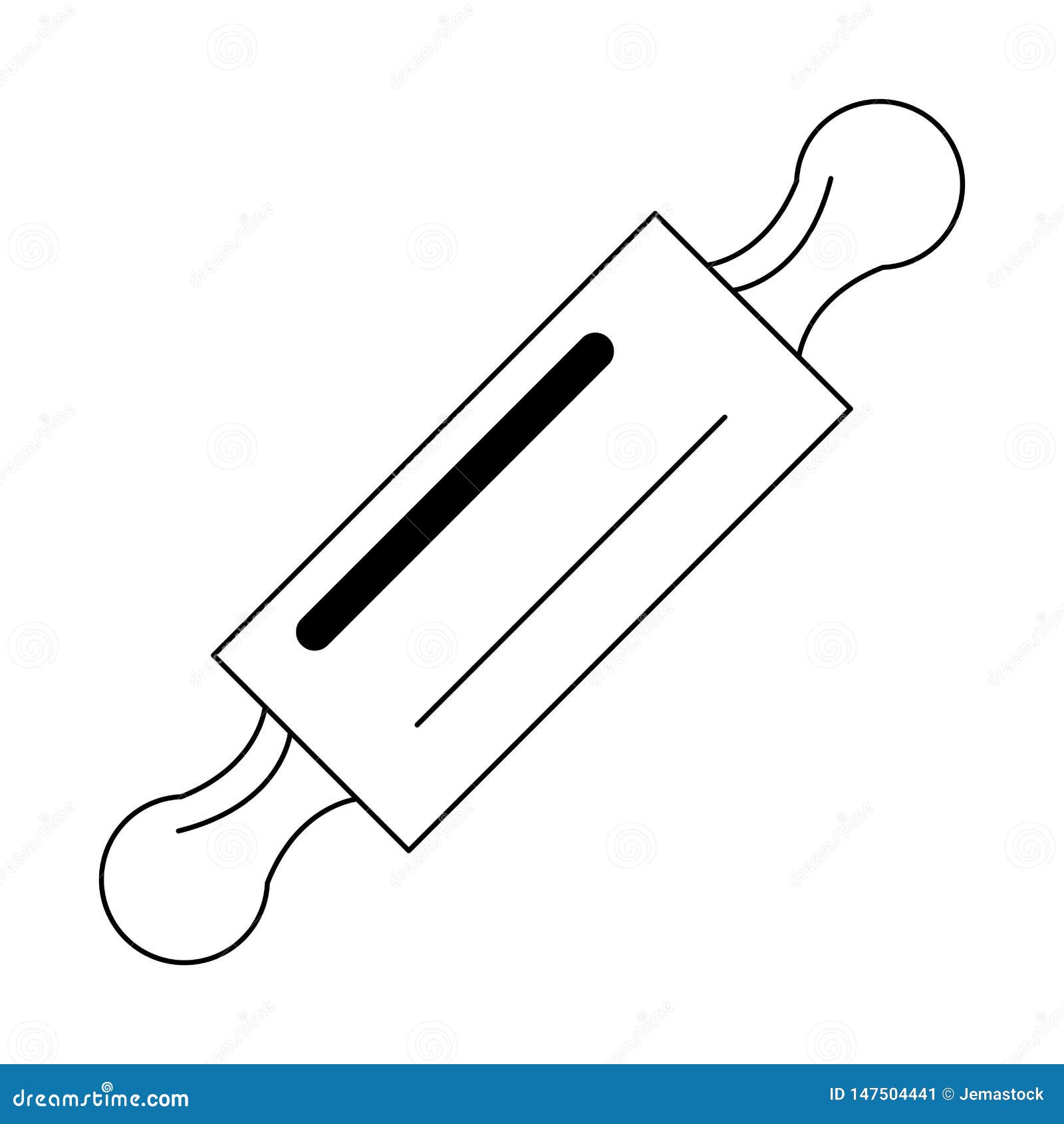 Kitchen Rolling Pin Isolated Stock Vector Illustration of kitchenware