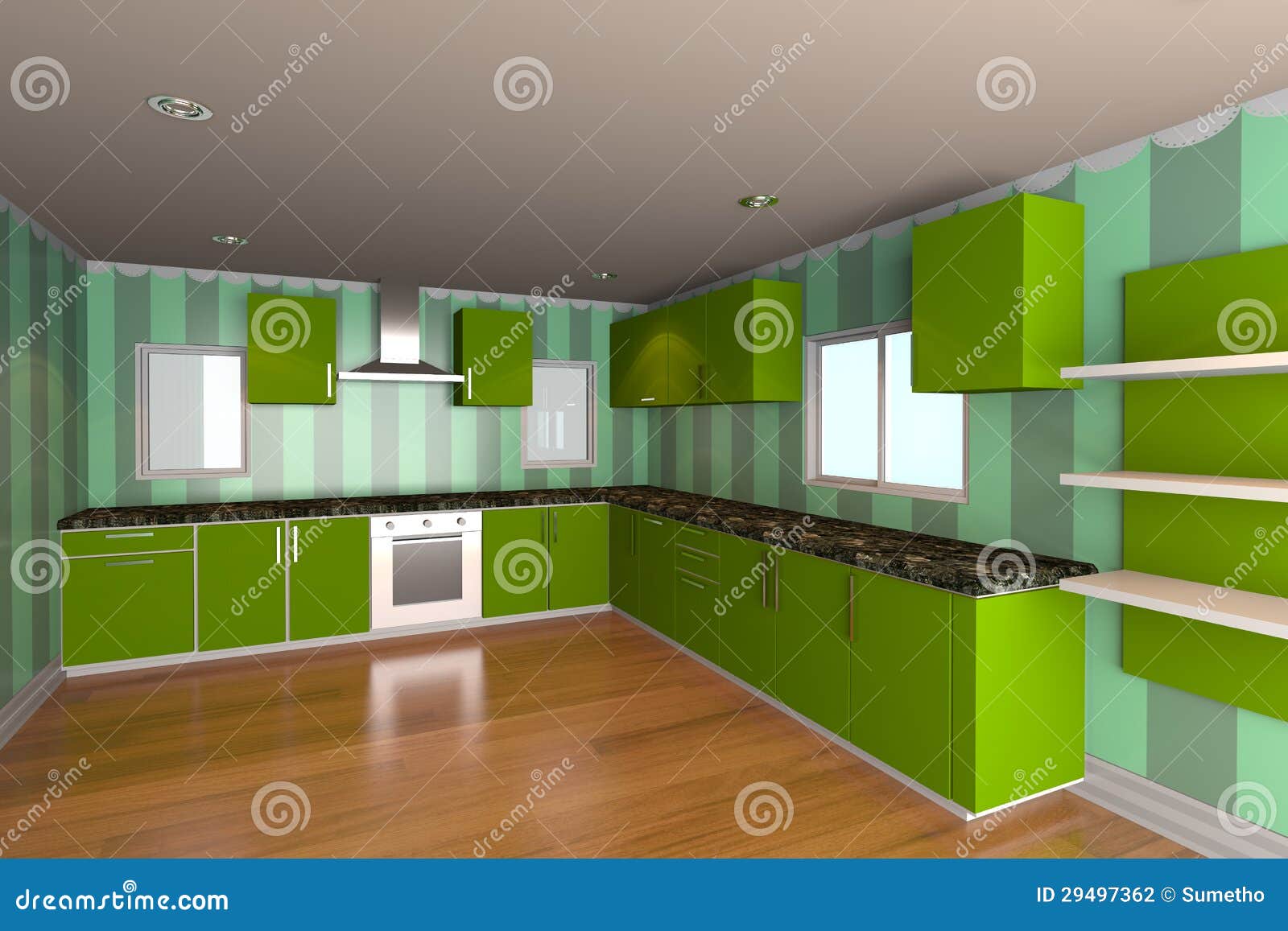 Kitchen Room With Green Wallpaper Stock Photography Image: 29497362 Kitchen Room With Green Wallpaper Stock Photography Image: 29497362