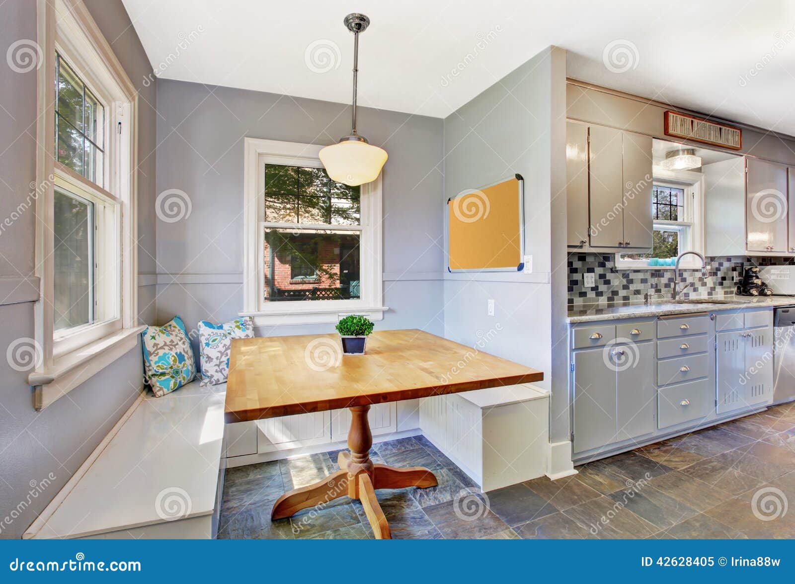 Kitchen Room Interior with Small Dining Area Stock Image Image of