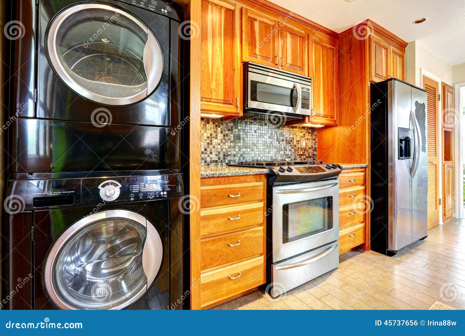 Kitchen Room with Laundry Appliances Stock Photo Image of stove