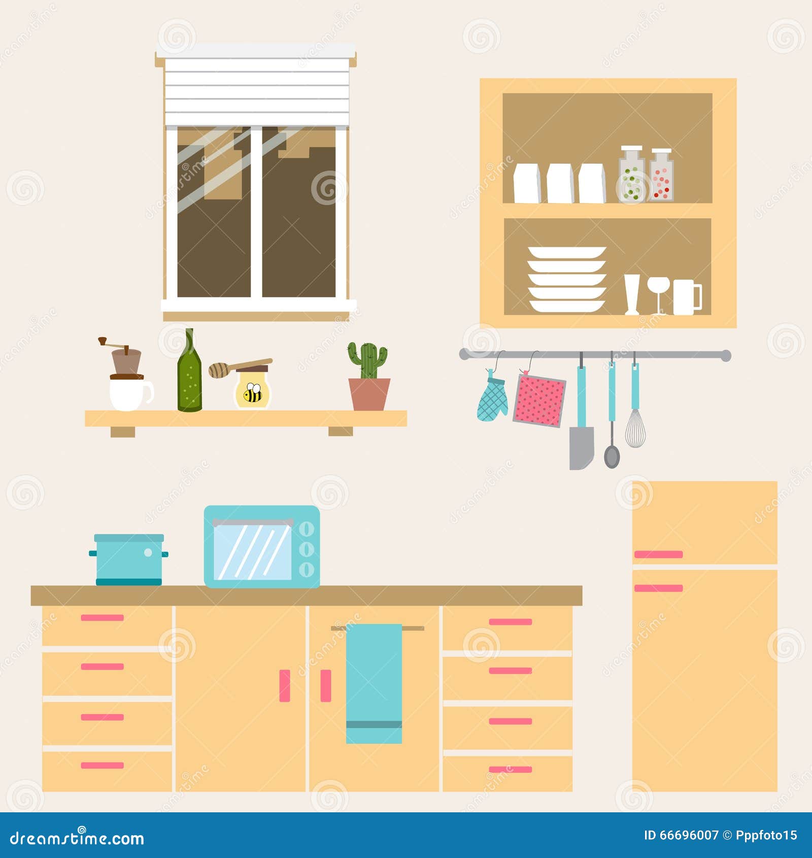 The kitchen room vector stock vector. Illustration of room - 66696007