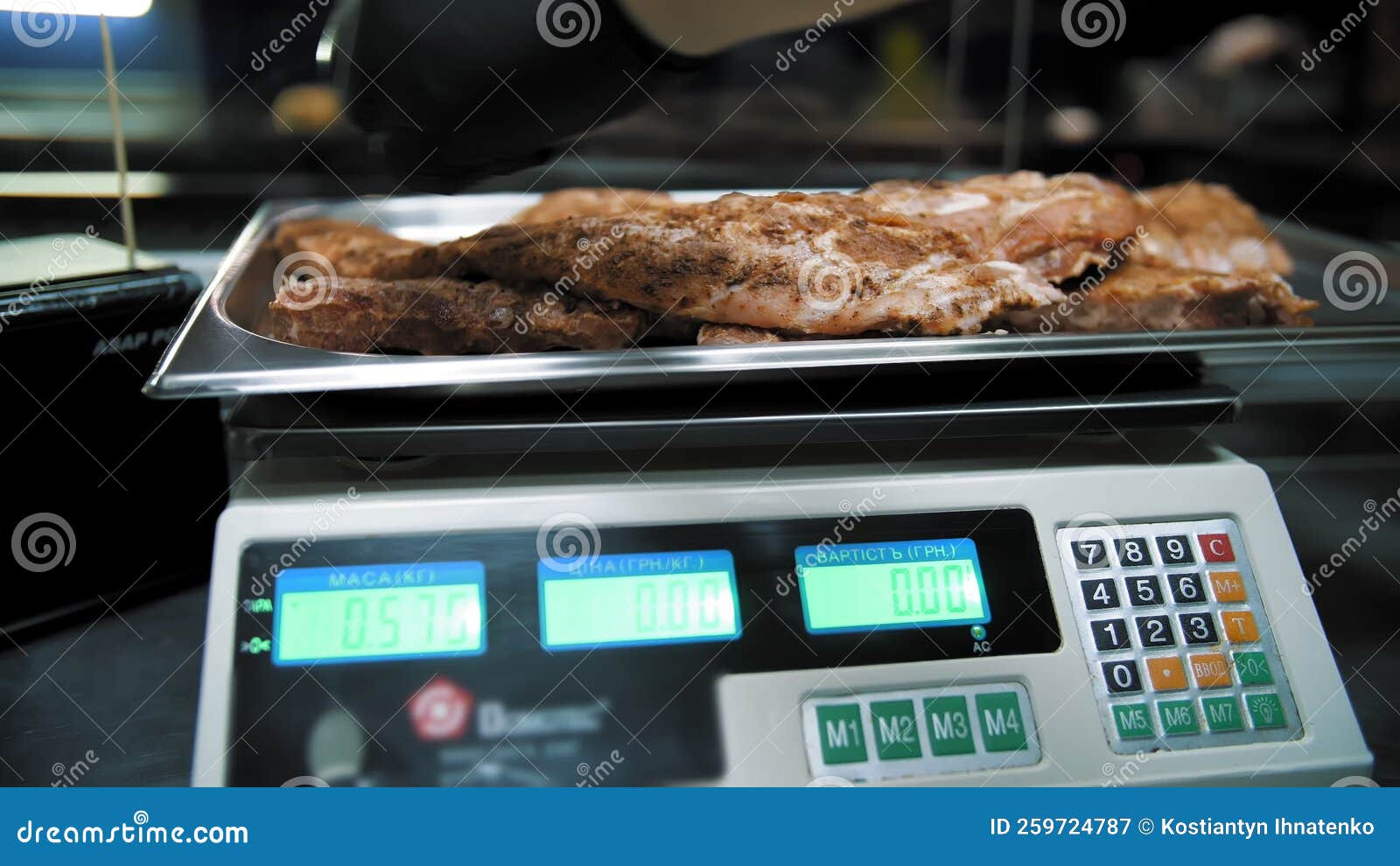 Kitchen Scales. Close-up. Meat Weighing Process in a Restaurant Stock Video  - Video of holding, weight: 259724787