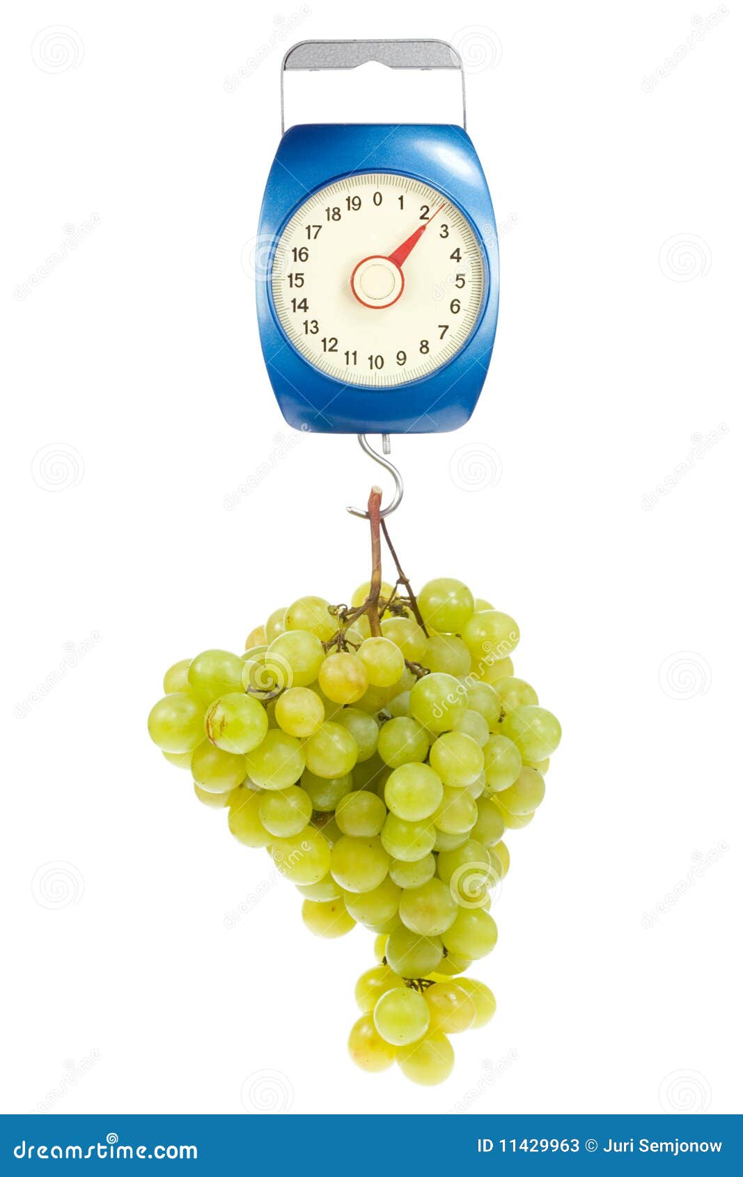 Kitchen Scales and Green Grapes. Stock Image Image of scale, steel