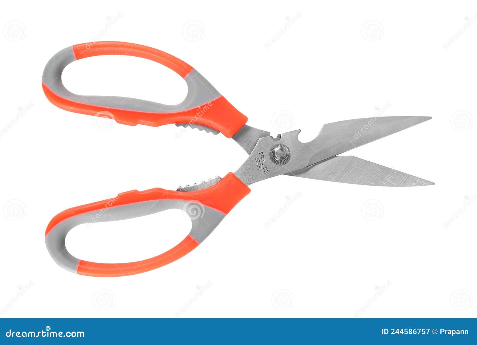 A Kitchen Scissor Shears, Stainless Steel. on a White Background Stock