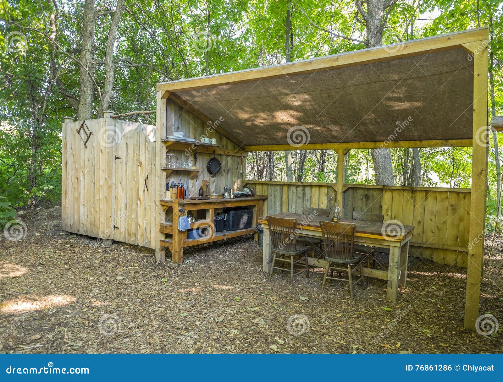 Kitchen and Shower Facilities at a Camp Stock Photo Image of summer
