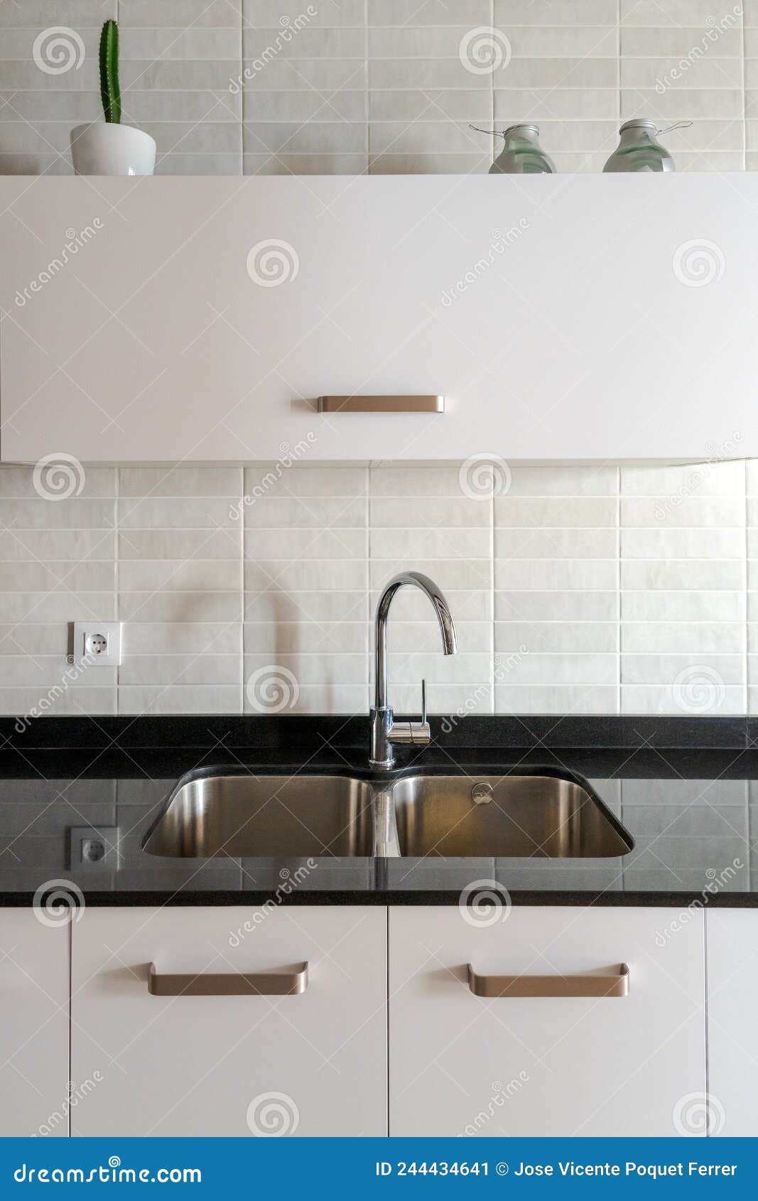 Kitchen Sink with Cupboards Stock Image Image of kitchen, steel