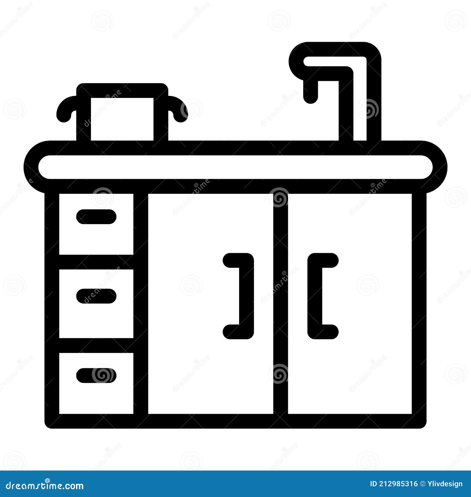 Kitchen Sink Icon, Outline Style Stock Vector Illustration of icon