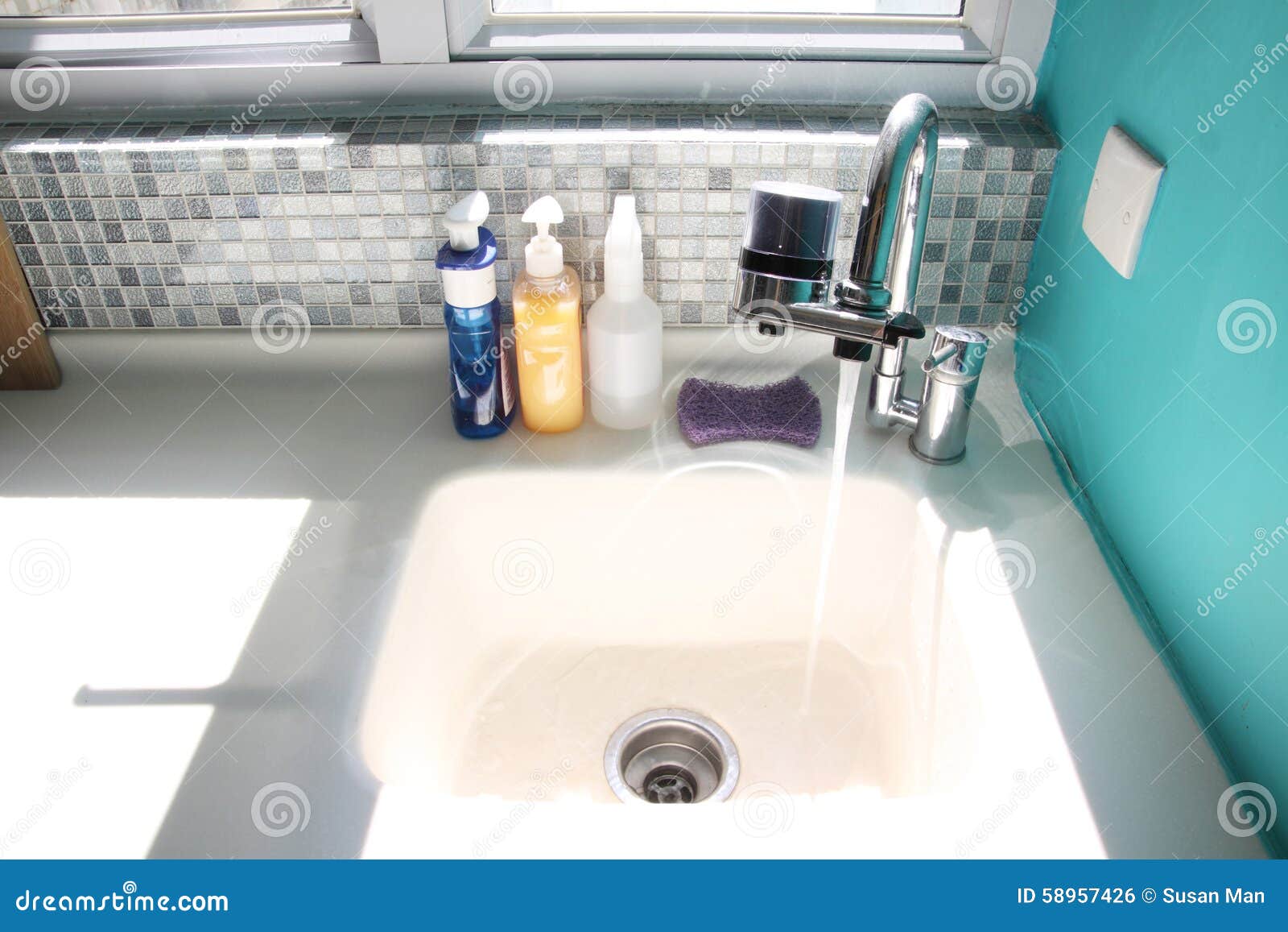 Kitchen Sink and Running Water Stock Photo Image of hygiene, meal