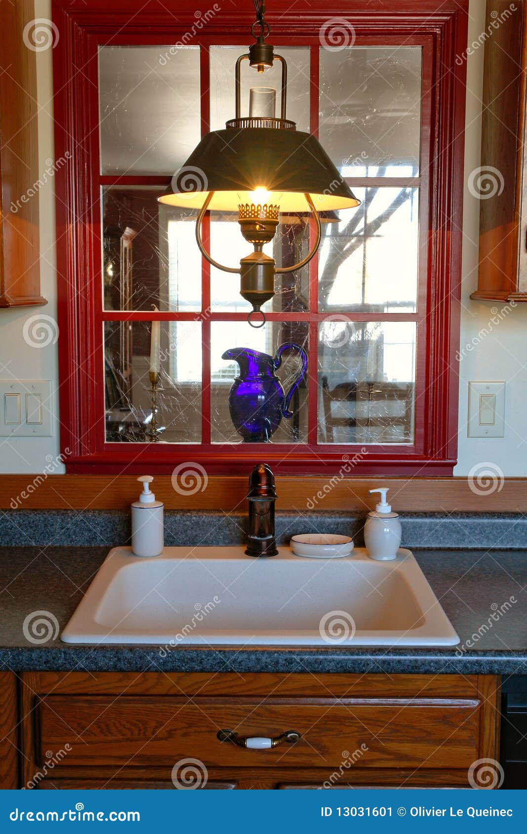 Kitchen Sink in Traditional American Style House Stock Image Image of