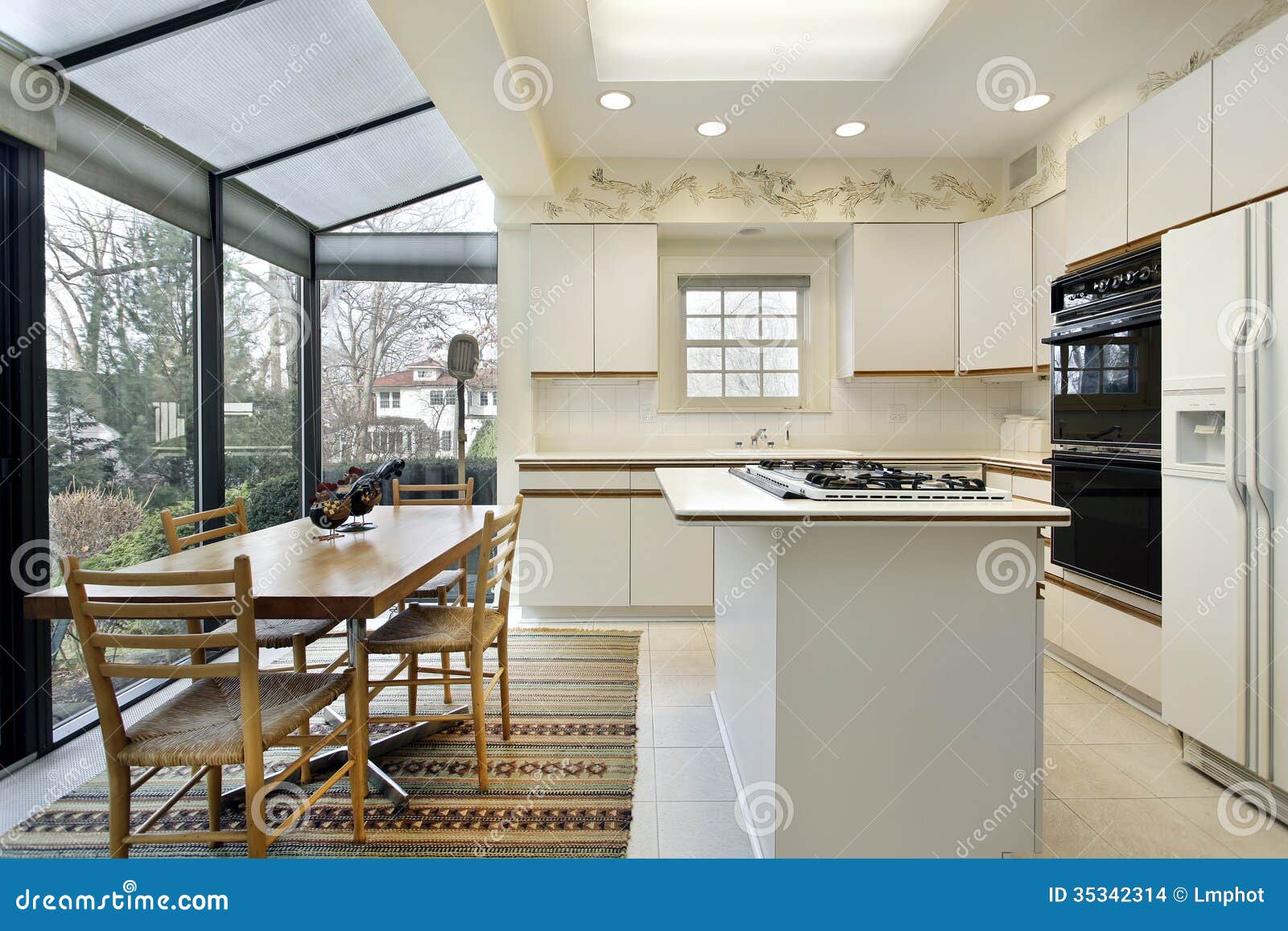 Kitchen With Sliding Doors To Patio Stock Images - Image 