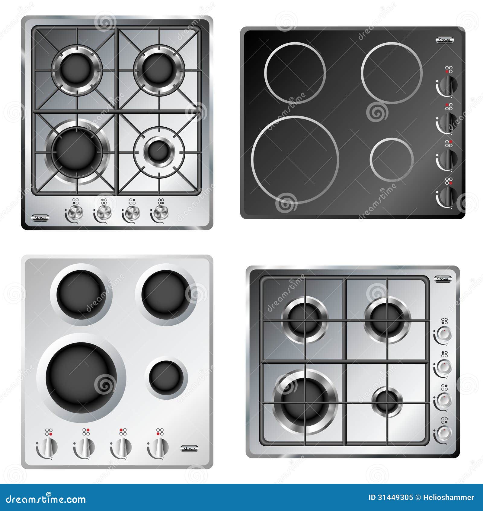  Kitchen  stove hob set  stock image Image of fire 