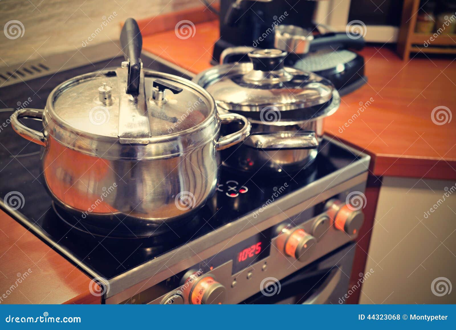 Kitchen with Stove and Pots Stock Photo Image of cooker, kitchen