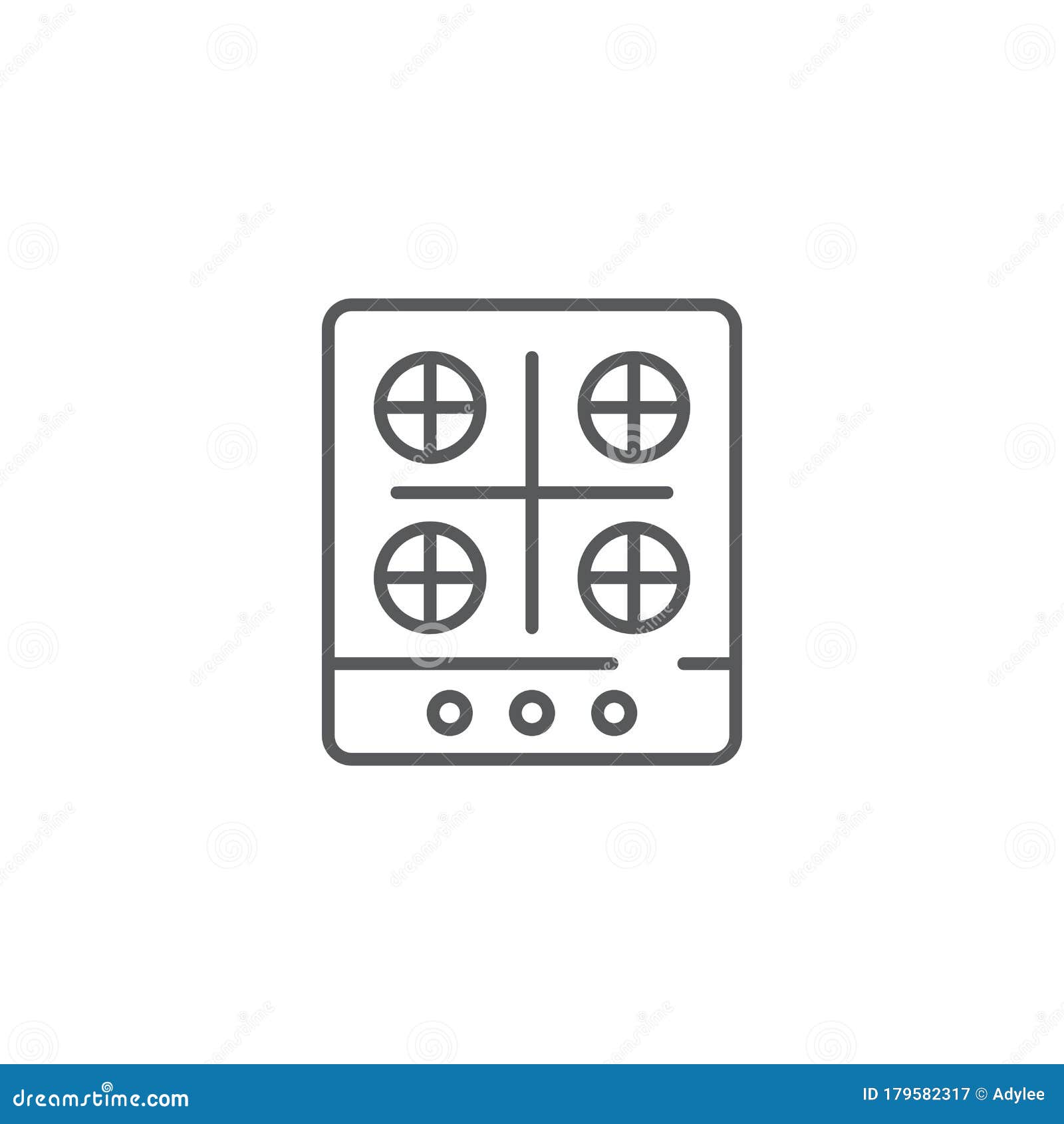 Kitchen Stove Top View Vector Icon Symbol Isolated on White Background