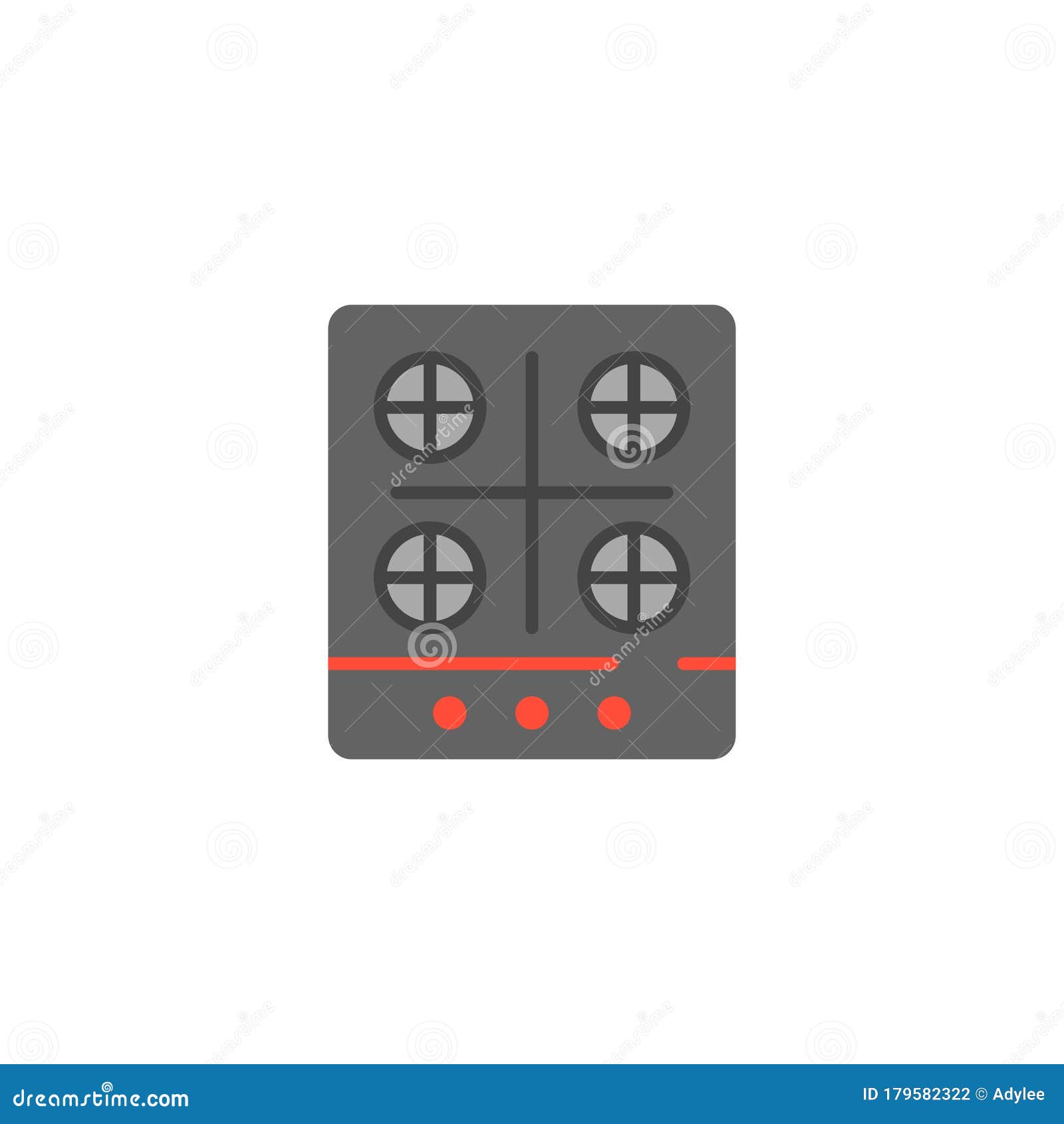 Kitchen Stove Top View Vector Icon Symbol Isolated on White Background