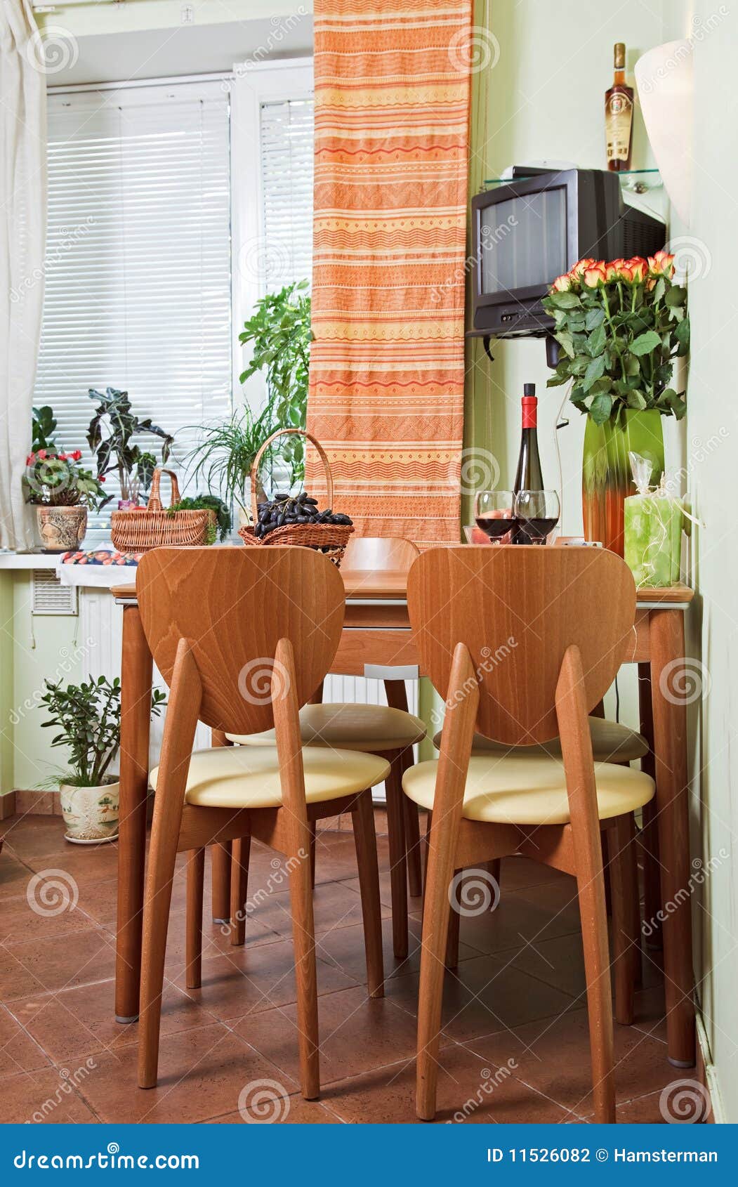 Kitchen Table and Chairs with Fruit Basket Stock Photo Image of chair