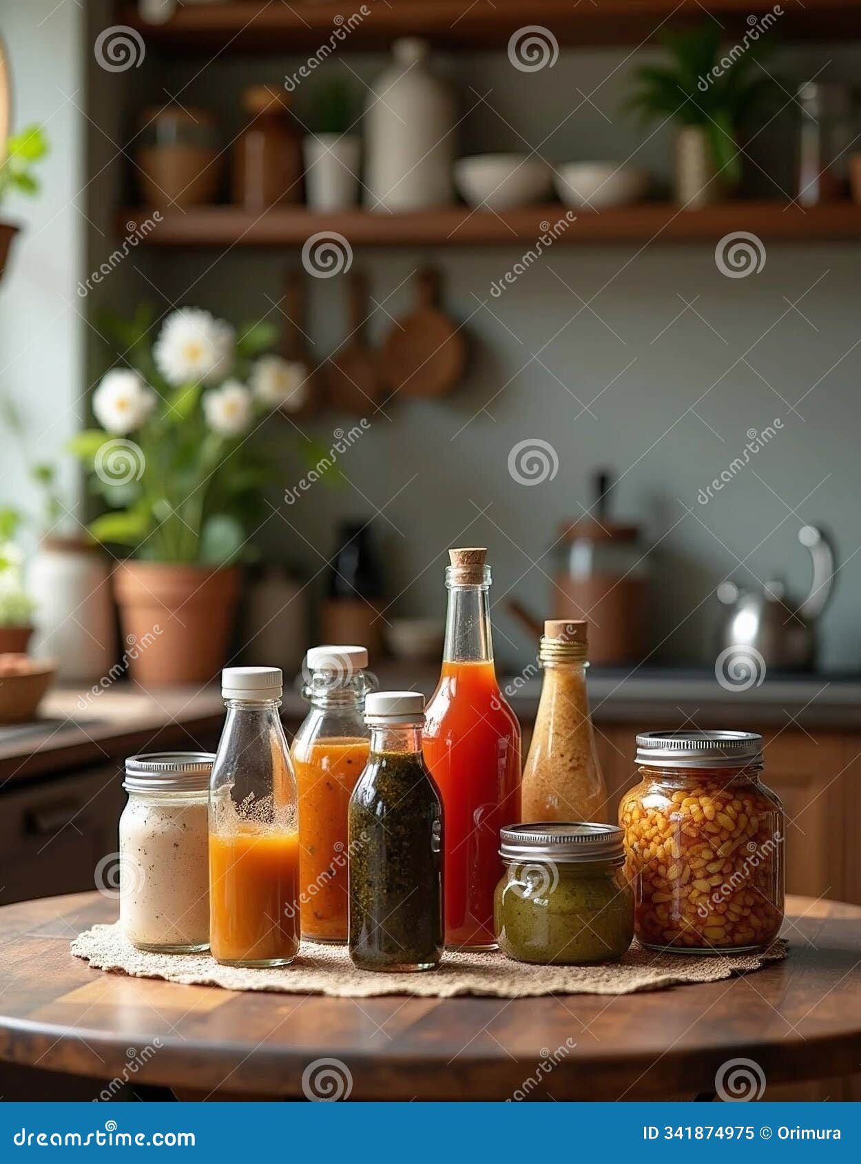 a colorful array of condiment bottles on the kitchen table this vibrant collection of sauces and condiments brings both flavor and
